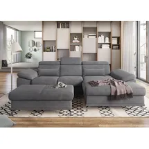 sit&more Ecksofa SIT & MORE "Cabrio L-Form, B: 295 cm, mit Sitztiefen-, Arm- & Kopfteilverstellung", grau, B:295cm H:87cm T:180cm, 100% Polyester, Sofas, Ecksofa, 2 Nierenkissen, Federkern, optional Bettfunktion und Stauraum