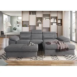 sit&more Ecksofa SIT & MORE "Cabrio L-Form, B: 295 cm, mit Sitztiefen-, Arm- & Kopfteilverstellung", grau, B:295cm H:87cm T:180cm, 100% Polyester, Sofas, Ecksofa, 2 Nierenkissen, Federkern, optional Bettfunktion und Stauraum
