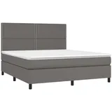 vidaXL Boxspringbett mit Matratze & LED Grau 180x200 cm Kunstleder