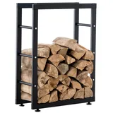 TPFLiving Kaminholzständer Kerry-II Metall 25 x 80 x 125 cm Schwarz