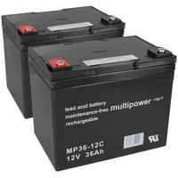 Multipower Ersatzakku für Invacare Mistral 2x 12V (24V) 36Ah Zyklenfest AGM