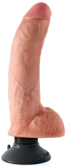 KING COCK - Vibratordildo mit Hoden, 23 cm, Natur