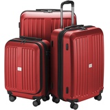 Hauptstadtkoffer - X-Berg - 3er Koffer-Set Hartschalen-Koffer Koffer Trolley Rollkoffer Reisekoffer, TSA, (S, M & L) Rot matt