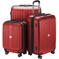 Hauptstadtkoffer - X-Berg - 3er Koffer-Set Hartschalen-Koffer Koffer Trolley Rollkoffer Reisekoffer, TSA, (S, M & L) Rot matt