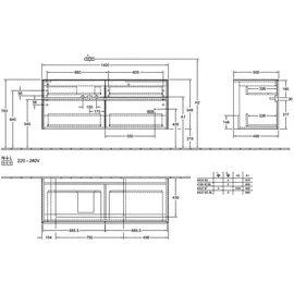 Villeroy & Boch Waschtischunterschrank 140 x 54,8 x 50 cm Eiche