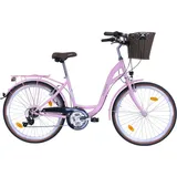 FASHION LINE Cityrad, 21 Gang Shimano TOURNEY TY 300 Schaltwerk, Kettenschaltung, für Damen und Herren, Kettenschaltung rosa 43 cm