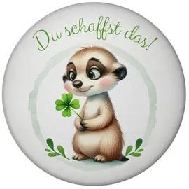 speecheese Erdmännchen mit Kleeblatt Magnet mit Flaschenöffner rund Spruch Du das EIN niedlicher süßer Glücksbringer in deiner Hand pflanzenliebend und grün - das perfekte Tier