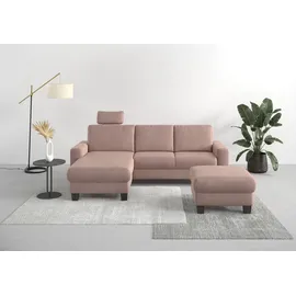 Home Affaire Ecksofa HOME AFFAIRE "Summer L-Form", rosa (altrosa), B:249cm H:91cm T:164cm, 95% Polyester, 5% Polyamid, Sofas, Ecksofa, mit Recamiere, mit oder ohne Bettfunktion und Bettkasten, Cord-Bezug
