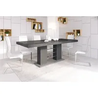 Design Esstisch Tisch HE-111 Grau / Anthrazit Hochglanz ausziehbar 160 bis 260 cm