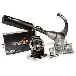 Motorpack Zylinder + Auspuff Stage6 50cc Streetrace Grauguss Derbi Euro 3/ Euro 4
