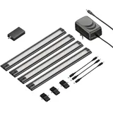 ledscom.de Smarte LED Unterbau-Leuchte SIRIS schwarz matt, WLAN-Controller flach,Smart-Home, Alexa-fähig, je 30cm, je 368lm, warmweiß, 4er Set