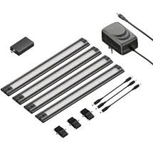 ledscom.de Smarte LED Unterbau-Leuchte SIRIS schwarz matt, WLAN-Controller flach,Smart-Home, Alexa-fähig, je 30cm, je 368lm, warmweiß, 4er Set