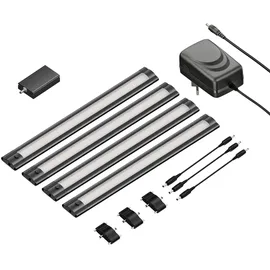 ledscom.de Smarte LED Unterbau-Leuchte SIRIS schwarz matt, WLAN-Controller flach,Smart-Home, Alexa-fähig, je 30cm, je 368lm, warmweiß, 4er Set