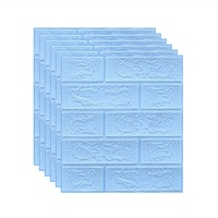 Melairya 3D-Wandpaneele for Abziehen und Aufkleben for die Innenwanddekoration, Selbstklebende Schaumstoff-Ziegeltapete, 20 Stück (Color : Blau, Size : 35x38cmx20pcs)