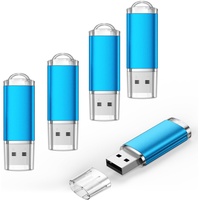 USB Sticks, 4GB 5 Stück Speichersticks Mini USB Flash Laufwerk, Metall USB 2.0 Memory Stick 4 GB 5er Pack Datenspeicher Pendrive, Datarm Blau Pendrive Tragbar Flash Drive für PC Laptop mit Kappe