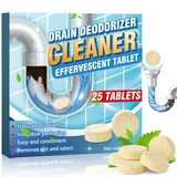 Abfluss Deodorant Tabletten, 25 Stück Abflussreiniger Schaum, Rohrreiniger Extrem Stark, Rohrreiniger, Entfernt Effektiv Rückstände, Schmutz und Gerüche, für Küche, Bad und WC, 1 Jahresvorrat