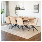 Home Deluxe Essgruppe Eckig AVENCIA inkl. Sternfuß - 200 x 120 cm Light Oak, (9-tlg) beige