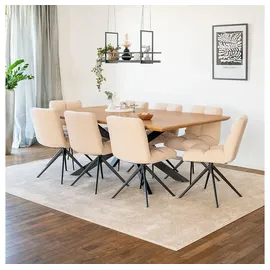 Home Deluxe Essgruppe Eckig AVENCIA inkl. Sternfuß - 200 x 120 cm Light Oak, (9-tlg) beige