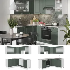 Vicco Winkelküche Fame-Line L-Form 190 cm Grün-Gold
