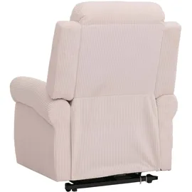 Mendler Fernsehsessel HWC-K63, Relaxsessel, Liegefunktion Aufstehhilfe Massage Heizfunktion, Stoff (220g/m2) Cord - creme-weiß