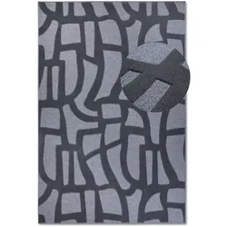 Teppich VILLEROY & BOCH "Therese", grau (anthrazit), B:160cm H:5,5mm L:230cm, Polyester, Teppiche, Nachhaltig, Wohnzimmer, Schlafzimmer, Modern, Hoch-Tief Effekt, Flur