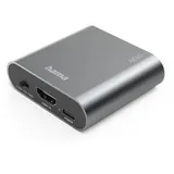 Hama AE90, HDMITM zu Audio, Toslink, 3,5-mm-Klinke, Silber