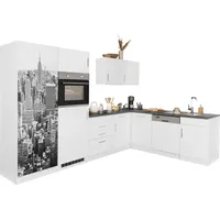 kochstation Winkelküche L-Form 290 x 220 cm weiß