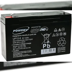 Powery Blei-Gel-Akku für Kindermotorrad Kinderbuggy  6V 12Ah (ersetzt auch 10Ah)