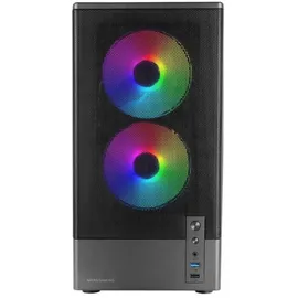 Mars Gaming MC-Onyx, MicroATX Gaming-Gehäuse, Metall-Mesh-Front, Seitenfenster aus Gehärtetem Glas, 3X ARGB FDB Lüfter, Doppelkammer-Struktur, Unterstützung für Flüssigkeitskühlung bis 240mm, Schwarz