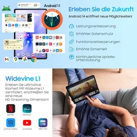 Blackview Tab90 WiFi Android 15 Tablet 11 Zoll,12(4+8Expansion) GB RAM 128GB Speicherplatz(2TB TF),Großes Display Widevide L1,Octa-core T606, 8200mAh Akku,5G WiFi,Dual Kamera 13MP+8MP,GMS,BT 5.0