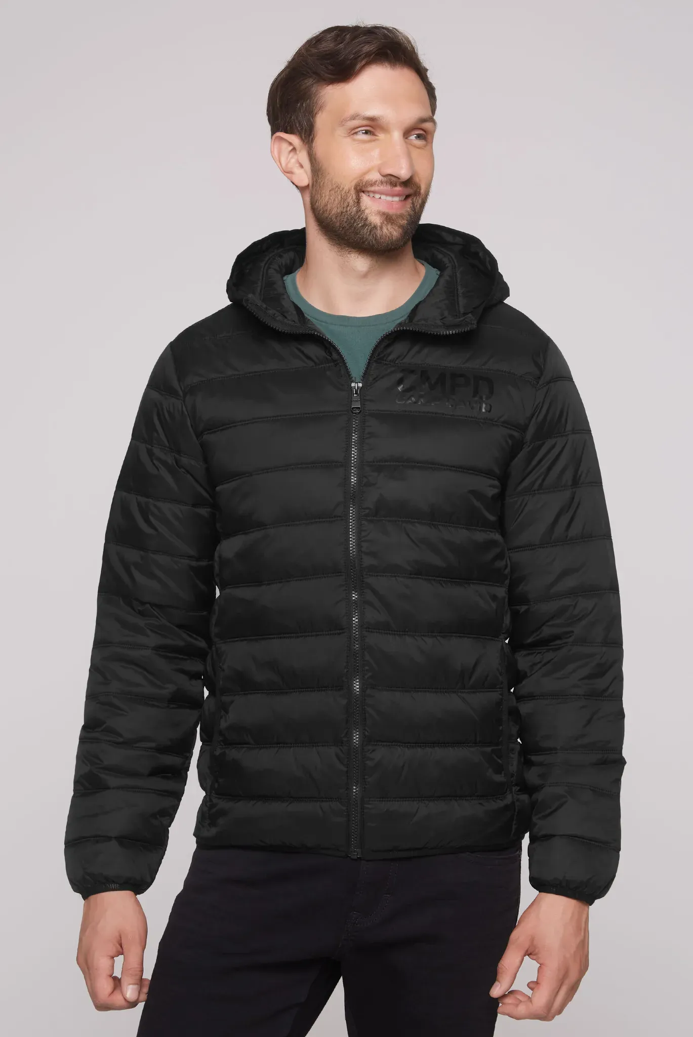 Outdoorjacke CAMP DAVID, Herren, Gr. XXL, schwarz, Steppware, Material: 100% Polyamid, Futter: 100% Polyester, Füllung: 100% Polyester, bedruckt, bestickt, slim fit normal, eingesetzt elastischer Bund, Jacken Outdoorjacke, mit Innentaschen