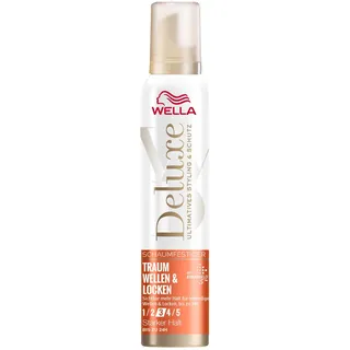 Wella Deluxe Traum Wellen & Locken Schaumfestiger – Haarschaum für mehr Sprungkraft und Definition – Schaumfestiger mit 5 fach Keratin Schutzkomplex – 200 ml