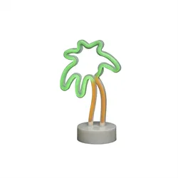 Konstsmide LED Schlauchsilhouette Palme, mit 6h Timer, 100 gelbe / grüne Dioden, batteriebetrieben, Innen LED Schlauchsilhouette Palme, mit 6h Timer