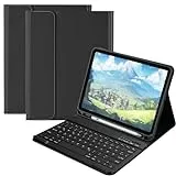 Tastatur Hülle für iPad Air 11"(M2) 2024/iPad Air 5 Gen 2022/iPad Air 4 Gen 2020 10.9'', Schutzhülle mit Stifthalter & Auto Wake and Sleep, Kabellose Tastatur für iPad Pro 11 1st Gen 2018(Schwarz)