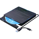 QDSYLQ Externes Blu Ray Laufwerk 50G, Type-C & USB 3.0 HD 1080P Bluray Laufwerk Extern Blu ray Laufwerk Extern BD CD DVD ROM RW Blu-ray Laufwerk für Laptop PC Mac Windows 11/10/8/7/XP/Linux/MacOS