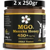 Bee Natural MGO 450+ 500g Manuka Honig in einem umweltfreundlichen Echtglasgefäß aus nicht gefärbtem Glas * Premium Monofloral Neuseeland Manuka...