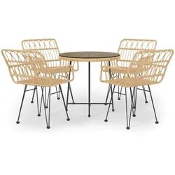 vidaXL 5-tlg. Garten-Essgruppe Poly Rattan