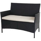 Poly-Rattan Gartenbank Halden, Sitzbank Bank, anthrazit, Kissen creme