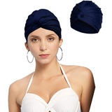 Schlafmütze Marine Schwimmkappe Damen Turban Chemo Kopfbedeckung Badekappe Chemo Mütze weiche Slouchy Mütze Dehnbare Beanie-Hüte Baggy Skull Cap Chemo-Hüte für Männer Frauen Lange Kurze Haare