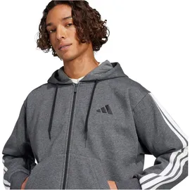 adidas Essential Three Stripes Fleece Kapuzenjacke Herren Dark Grey Heather/Black XXL