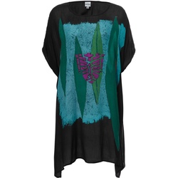 Viskose-Kaftan, Druck mittelblau, 36-42