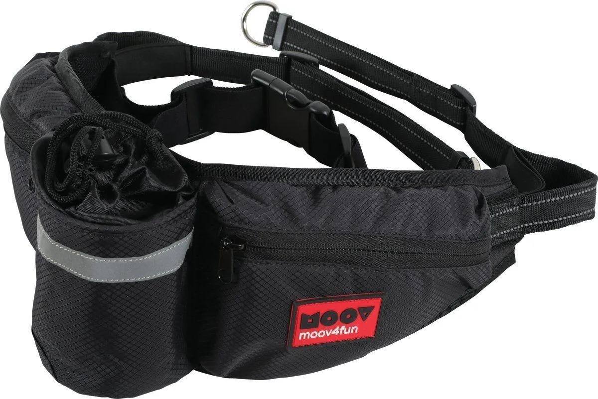 Zolux adjustable belt. running shoes MOOV with space for a water bottle, black (Hund), Halsband + Leine