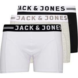 JACK & JONES Kurze Boxershorts weiss/light grey melange L 3er Pack