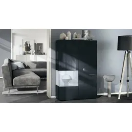 Vladon Standvitrine Morena V2 91,5 x 136,5 x 37 cm Schwarz matt/Weiß matt