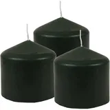 HS Candle Stumpenkerzen Ø8cm 3er Pack Dunkelgrün Grün