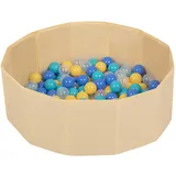 Petsona Hundepool Für Hunde Faltbarer Hundeplanschbecken Mit Bunten Bällen, Hundebadewanne Spielbereich Und Planschbecken Katzen, Hellbeige: Türkis/Blau/Gelb/Transparent