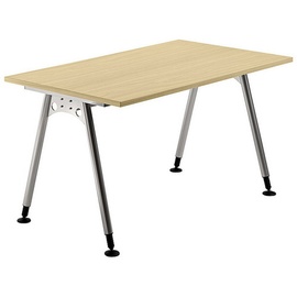 Hammerbacher AS12 höhenverstellbarer Schreibtisch ahorn rechteckig, A-Fuß-Gestell silber 120,0 x 80,0 cm