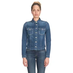 Jeansjacke LE TEMPS DES CERISES, Damen, Gr. M, blau (jeansblau), 89% Baumwolle, Kunstfaser, unifarben, normal, Langarm, Jacken Jeansjacke, in klassischem Design