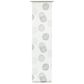 GARDINIA Flächenvorhang Stoff Knäuel Klettband 60 x 245 cm weiß/grau