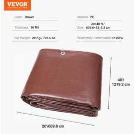Vevor Abdeckplane Braun 609,6x1219,2 cm